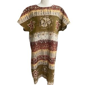 Jones New York Dress Multicolor Geo-Floral Silk Linen Blend Sheath Dress Size 12